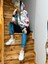 Üçaymoda Kadın Kadife Kumaş Uzun Kollu Kapüşon Detay Çiçek Baskılı Sweat ve Pantolon Ikili Takım 2