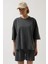 Üçaymoda Oversize Lazer Kesim Bisiklet Yaka T-Shirt 3