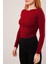 Üçaymoda Yaka Detay Uzun Kollu Basic Bordo Bluz 3