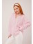 Üçaymoda Kol Düğmeli Çizgili Pembe Gömlek 1