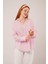 Üçaymoda Kol Düğmeli Çizgili Pembe Gömlek 2