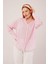Üçaymoda Kol Düğmeli Çizgili Pembe Gömlek 4