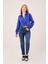 Üçaymoda Saten Crop Model Lacivert Gömlek 2