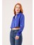 Üçaymoda Saten Crop Model Lacivert Gömlek 3