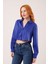 Üçaymoda Saten Crop Model Lacivert Gömlek 5