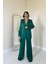 Üçaymoda Zümrüt Saten Ceket ve Pantolon Takım 5