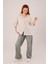 Üçaymoda Cep Detay Çizgili Oversize Krem Gömlek 2