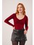 Üçaymoda Geniş Yaka Bordo Basic Body Bluz 1