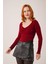 Üçaymoda Geniş Yaka Bordo Basic Body Bluz 4