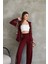 Üçaymoda Osy Modal Yumuşak Dokulu Kumaş Kapüşonlu Leopar Desenli Fermuarlı Takım - Bordo 1