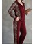Üçaymoda Osy Modal Yumuşak Dokulu Kumaş Kapüşonlu Leopar Desenli Fermuarlı Takım - Bordo 3