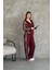 Üçaymoda Osy Modal Yumuşak Dokulu Kumaş Kapüşonlu Leopar Desenli Fermuarlı Takım - Bordo 5