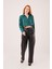 Üçaymoda Saten Crop Model Yeşil Gömlek 4