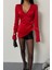 Üçaymoda Saten Anvelop Bluz Manşet Kol - Kırmızı 2
