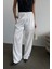 Üçaymoda Jakar Saten Pantolon - Beyaz 3