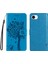 iPhone SE(2024)CÜZDAN Kılıf Ağaç Desenli Deri Telefon Kılıfı-Mavi (Yurt Dışından) 1