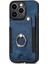 iPhone 15 Pro Max Için Kılıf Rfıd Engelleme Kart Yuvaları Deri+Tpu Halka Çubuğu Kapak-Mavi (Yurt Dışından) 4