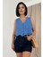 Üçaymoda Mavi Sıfır Kol Brode Bluz 1