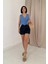 Üçaymoda Mavi Sıfır Kol Brode Bluz 2
