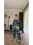 Üçaymoda Desenli Saten Bol Takım - Indigo 3