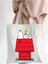Snoopy Tasarım Kalım Kanvas, Rips Bez Çanta, Omuz Çantası, Kalın Tote Bag 2
