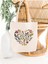 Kalpli Çiçekli Ham Bez Tote Bag Çanta, Anneler Günü Hediyesi, Pinterest Çanta 3