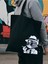 Smoke Cat Tasarım Siyah Kalın Kanvas Bez Çanta, Omuz Çanta, Tote Bag, Unisex Sokak Tarzı 2