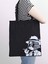 Smoke Cat Tasarım Siyah Kalın Kanvas Bez Çanta, Omuz Çanta, Tote Bag, Unisex Sokak Tarzı 5
