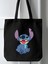 Stitch Tote Bag Bez Çanta Siyah Keten Kalın Bez Çanta Tote Bag Kanvas Omuz Çantası, Shopper Bag 3