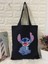 Stitch Siyah Kanvas Tote Bag Bez Çanta, Pinterest Çanta, Kitap Çantası 2
