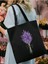 Lavanta Tasarım Siyah Kanvas Tote Bag Bez Çanta, Pinterest Çanta, Kitap Çantası 1