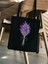 Lavanta Tasarım Siyah Kanvas Tote Bag Bez Çanta, Pinterest Çanta, Kitap Çantası 3