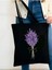 Lavanta Tasarım Siyah Kanvas Tote Bag Bez Çanta, Pinterest Çanta, Kitap Çantası 4