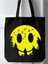 Yellow Smile Design Y2k Tote Bag, Siyah Kalın Kanvas Y2k Bez Çanta, Omuz Çanta, Tote Bag 3