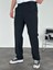 Erkek Baggy Fit Pileli Kumaş Pantolon Siyah 1