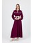 Bordo Biye Detaylı Bebe Yaka Elbise 4413A 1