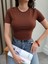 Kahve Streç Crop Tshirt 3