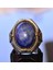 El Yapımı Vintage Tasarım Zümrüt Yüzük - 925 Ayar Gümüş Erkek Yüzük Altın Aksamlarıyla (Lapis Lazuli) 2