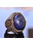 El Yapımı Vintage Tasarım Zümrüt Yüzük - 925 Ayar Gümüş Erkek Yüzük Altın Aksamlarıyla (Lapis Lazuli) 3