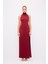 Halter Yaka Uzun Elbise Bordo 12444660000 5