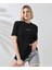 Unisex Bisiklet Yaka Baskılı Slim Fit T-Shirt - Siyah 5