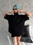 Unisex Yarım Fermuarlı Basic T-Shirt - Siyah 5