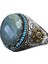 Doğal Akvamarin Taş Yüzük, El Yapımı Turkuaz Aksamlar, 925 Ayar Gümüş Erkek Yüzük 1