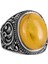 925 Ayar Katı Gümüş Yüzük - Doğal Sarı Akik Taşlı Yüzük, Tasarım Gümüş Erkek Yüzüğü 1