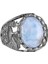 Doğal Larimar Taşı Yüzük, 925 Ayar Katı Gümüş Erkek Yüzük, Okyanus Sakinliği Tasarımı 1