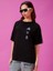 Baskılı Oversize T-Shirt - Siyah 5