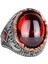 Yapay Taş Yüzük - El Yapımı Erkek Yüzüğü - Şık 925 Ayar Gümüş Erkek Takısı (Yapılmış Cabochon Garnet) 1