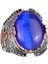 Yapay Navy Mavi Kedi Gözü Taşlı Yüzük, 925 Ayar Gümüş Taşlı Yüzük 1