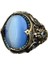 El Yapımı Yapay Taş Yüzük - 925 Ayar Gümüş Erkek Takısı (Mavi Kedi Göz) 1