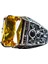 925 Ayar Gümüş Doğal Citrine Taşlı Erkek Gümüş Yüzük, Citrine Taşlı Erkek Yüzüğü, El Yapımı Oymalı Erkek Gümüş Yüzük, Türk Gümüş Yüzüğü, Sarı 1